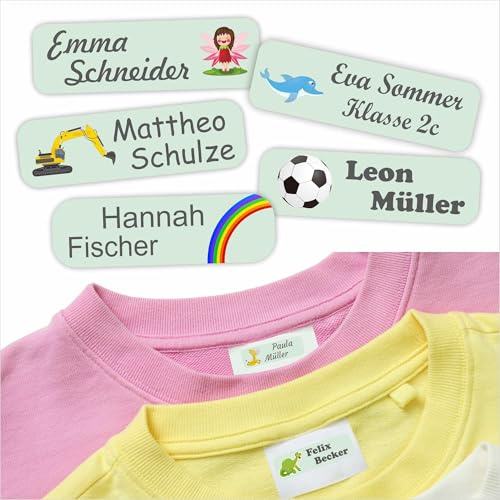 Indigos UG Namensschilder für Kleidung & Gegenstände mint - 35x10mm - 60 Sticker - Namensaufkleber Kinder Schule - Kindergarten, KITA - für Wäscheetiketten selbstklebend