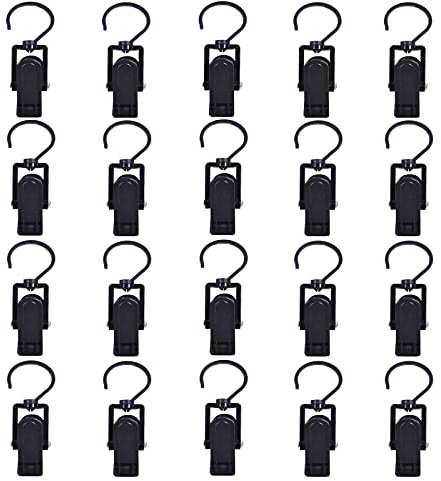 20 Stück Vorhang Clips, Handtuchclips Clips, Schwarz Drehbarer Stiefelklammer, für Stiefel, Schals, Hosen und Handtücher Verwendet(Schwarz)
