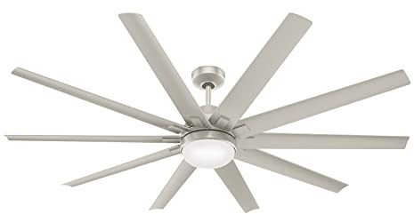 Hunter Fan 72 inch Matte Nickel Indoor/Outdoor Ceiling Fan with LED Light for Porch, Farmhouse, Bedroom, Living Room, Office, Kitchen, Dining Room, Balcony (Renewed)