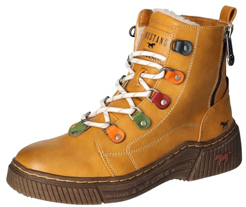 MUSTANG Damen Stiefelette warm gefüttert Bunte Schnürsenkelhalter 1436-601, Größe:40 EU, Farbe:Gelb