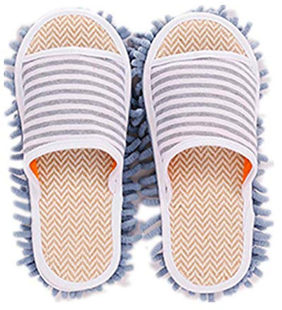 Volicph Pantuflas de limpieza Peep Toe extraíbles, suela de microfibra, piso de limpieza, zapatillas de trapo a polvo, zapatillas de limpieza, gris, 39/41 EU