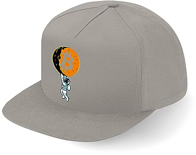 Lauthings Cryptonaut Bitcoin Moon Astronaut Fullcap Konst Platt Bill Snapback Keps, Grå, one size