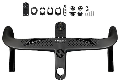 ZCXBHD Carbon Lenker Rennrad Internes Routing 360/380/400/420/440mm Integriert Fahrrad Lenker Rennrad 28.6mm Drop Bars Fahrradvorbau Länge 70/80/90/100/110/120mm (Color : Black, Size : 380mm*90mm)