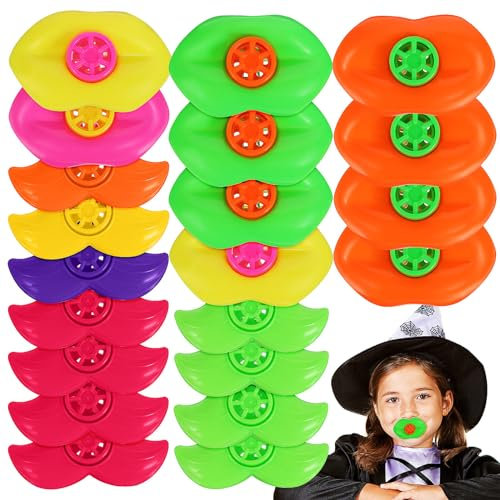 Gadpiparty 20 Stück Schnurrbart-Lippenpfeifen Lippenpfeifen Für Kinder Kunststoff-Krachmacher Goodie-Bag-Stuffer Große Krachmacher Schatzkiste Preise Partygeschenke