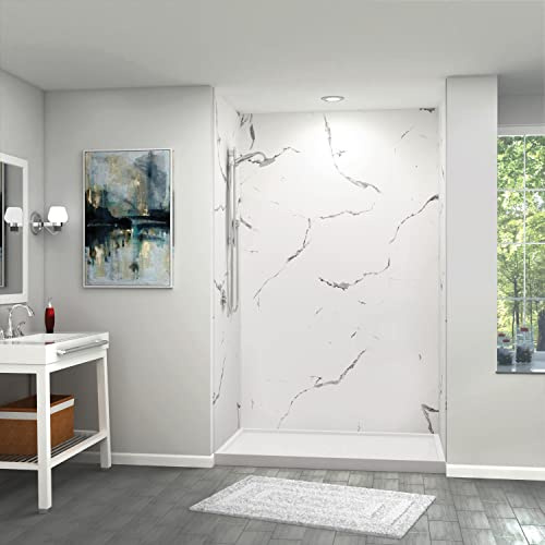 Transolid TWKE603696-KI01G Titan 60-in x 36-in x 96-in Eco Shower Wall Kit, White Caruso (Glossy)