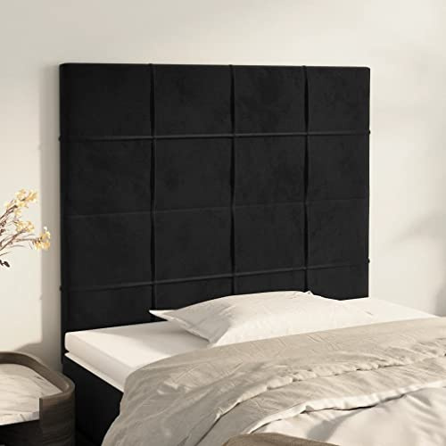 CKioict Betthaupt Wandkissen Bett Bettkopfteil Schlafzimmer Kopfteile 2 STK. Schwarz 100x5x78/88 cm SamtGeeignet für Schlafzimmer, Gästezimmer, Schlafsaal
