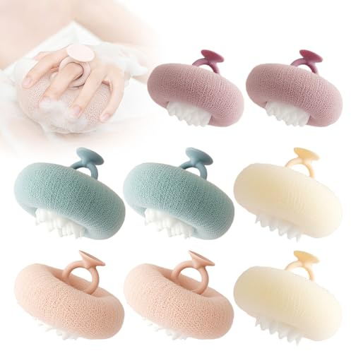 Super Soft Sunflower Suction Cup Bath Ball, 2026 Upgraded 2-in-1 Sunflower Bath Ball Exfoliating Bath Sponge Cleaning Brush, Sponge Mesh Pouf Shower Ball for Women, Men Shower (Colorful-8)