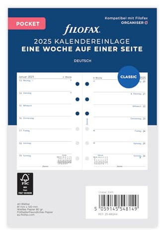 Filofax Pocket 1 Woche auf 1 Seite (deutsch)2025
