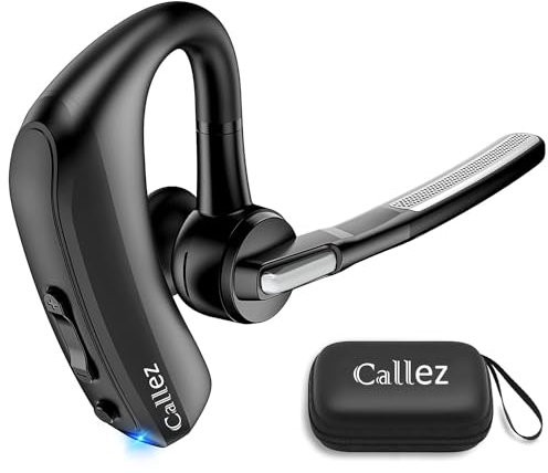 Callez Bluetooth Headset for iPhone Android Mobile Phone, Single Ear Bluetooth Earpiece V5.0 Handsfree with CVC8.0 Dual Mic ENC Noise Cancelling for Trucker Business Office Work