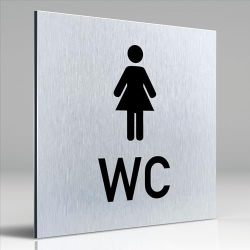 Türschilder24 Placa de aluminio para puerta de Dibond, 120 x 120 x 3 mm, para inodoro para hombre y mujer, 100% fabricado en Alemania (mujer + WC)