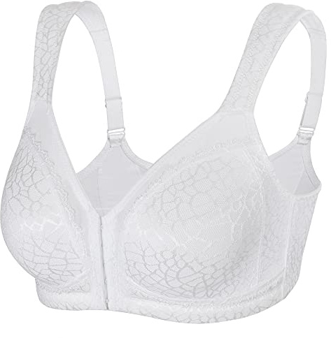 DotVol Sujetador Reductor con Cierre Delantero Corrector de Espalda sin Aros Tallas Grandes 110D,Blanco
