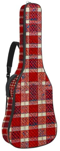 Großer schöner Gitarrenkoffer, wasserdichte Gitarrentasche mit Schwammschutzschicht, grünes Schachbrettmuster, Mehrfarbig Nr. 05, 42.9x16.9x4.7 in, Gitarrentasche