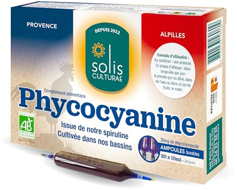 Phycocyanine Bio Française - Immunité & Récupération - 20 Ampoules 5 000 mg/l - Spiruline Paysanne Provence - Solis Culturae