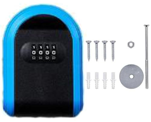 MPYEKP Schlüsseltresor Wandmontage, 4-stellig Schlüsselbox mit Code für Draußen, Klein Schlüsselsafe Aussen, Schlüsselbox mit Code, Wasserdicht Schlüsselschloss für Haus Schlüssel, Garagen(Blue)