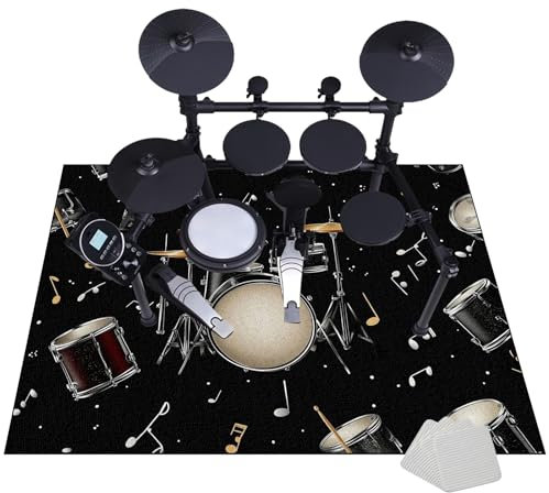 Schallschutzmatte Drum Teppich Schlagzeug Teppich, Professionelles Schallschutz Trommelmatte, Schallschutz Akustik Teppich, Music Carpet Innen und Außen Trommelteppich für Studio Wohnung 120 x 80 cm