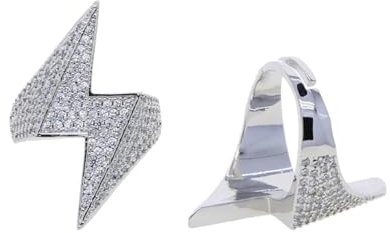 Ring Ringe Damen Bijouterie Herren Mikrogepflasterter Iced Out Bling Silberfarbener Blitzförmiger Hip Hop Männer Fingerring