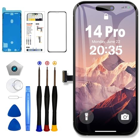 EFaith - Pantalla LCD de Reemplazo para iPhone 14 Pro 6.1, 3D Touch Face ID TrueTone FHD Digitizer con Kits de Reparación para A2650, A2889, A2890, A2891, A2892