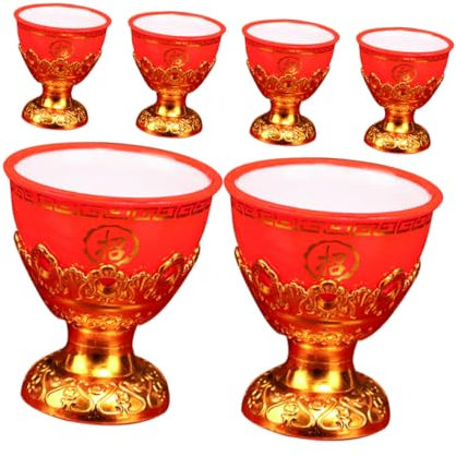 HAPINARY Lot de 6 Coupes à Vin Délicates 30ml en Verre Résistant à L'usure pour Offrande Bouddhiste, Bol D'offrande Ritualisé, pour Temple et Usage Rituel Domestique