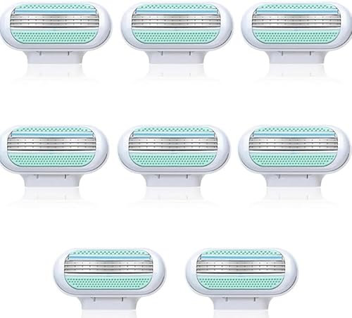 8 Stück Rasierklingen Damen, Smooth Ersatzklingen Damenrasierer 3 Schutzkissen mit Feuchtigkeitsspendender Körperkonturenanpassung Lang anhaltende Schärfe Rasierer Ideal für Empfindliche Haut