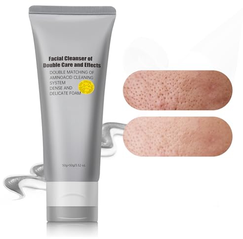 Gentle Exfoliating Face Wash for Deep Pore Cleanser and Blackhead Removal, Facial Cleanser for Oily Skin & Sensitive Skin, Double Cleansing Daily Facial Wash with Hyaluronic Acid + Glycerin, 3.52 Oz