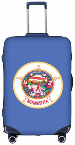 NBAGHPQ Minnesota State Flag Print Universale Elegante Valigia Copertura Elastico Lavabile Anti Graffio Bagagli Protector, bianco, M