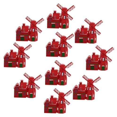 OFFIGAM 10pcs Mini Windmill Ornament Plastic Farmhouse Miniature for Fairy Garden Decoration Vintage Windmill Model in Micro Landscape