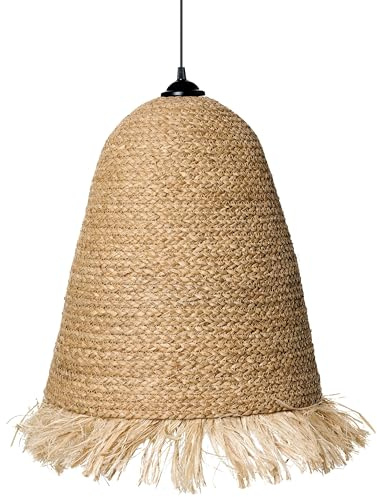 Beliani Elegante lampada a sospensione in giacinto d'acqua e fibra di banano con frange intrecciate in stile bohémien, fatta a mano
