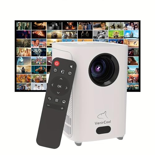 500 ANSI nativo 720P, compatible con proyector de decodificación 4K con WiFi e inalámbrico, cine en casa VenirCool con enfoque eléctrico, pantalla de 300 pulgadas para interior/exterior, proyector