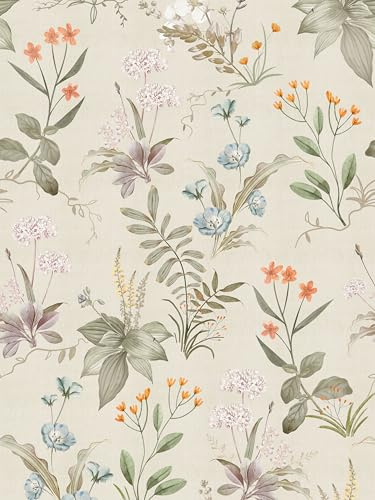 xupingjiti Selbstklebende Tapete Blumen Aquarell Blätter und Blumen Wandpapier 44x300cm Selbstklebende Folie Vintage Dekorfolie Möbelfolie Klebefolie PVC Vinyl Wandaufkleber