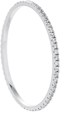 Ayoiow Verlobungsring Weißgold 750, Dünn mit Diamant Frauen Ringe Weißgold, Damenring