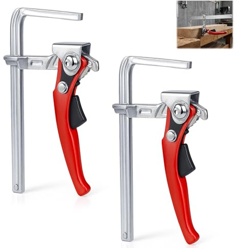 2 pièces de serre-joint à levier avec poignée à levier : 160 x 60 mm Serre-joint de table entièrement en acier, guide de serrage rapide, serre-joint à une main pour le ponçage et la coupe
