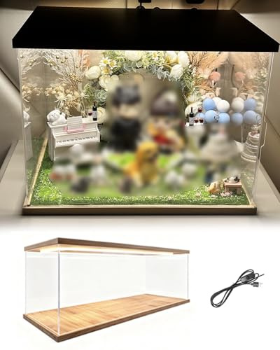 Acryl Vitrine Lange Beleuchtete Displaybox, Desktop-Dekoration für Figuren und Hobby-Modelle, 10 20 30 40 50 60 70 80 90 100 cm(60x35x35cm/24x14x14in)