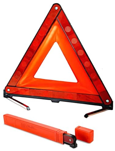 YUVATERA Triangulos Coche Homologados,Triángulo de Advertencia para Coche Plegable,Triángulo de Emergencia,Visible hasta 250m,Ideal para Emergencias y Averías en Carretera