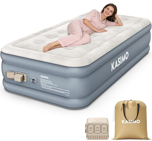 KASIMO Single Inflatable Mattress, Airbed with Built-In Battery Pump