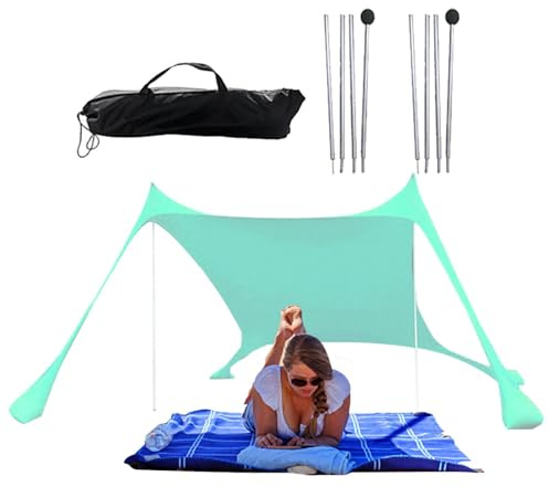 Tenda Da Spiaggia - Tendalino Da Spiagia Leggero, Tende Da Spiaggia, Tende Da Sole Protezione UPF 50+, Tendalino Portatile Con 4 Di Sabbia, Tenda Parasole Resistente Al Per Campeggio All