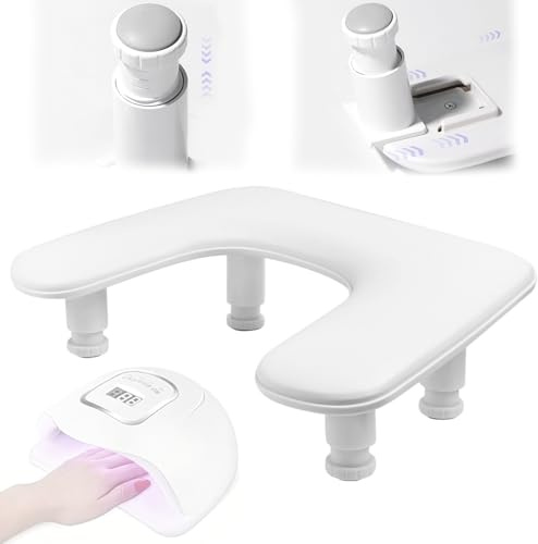 Rkixlix Handauflage Nagelstudio Handpolster Höhenverstellbar 0-25mm | Nagel Armauflage Handgelenkauflage Nageltisch Handkissen Weiß Ergonomische Maniküre Handauflage für Nageldesign Nagelkunst