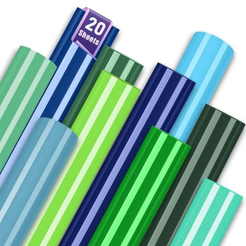Selbstklebend Vinylfolie Plotter, Permanente Plotterfolie Vinyl Blau-Grün | 20pcs 30.5x21cm Permanent Vinylfolie Plotter, Plotterfolie Selbstklebend Folie für Tassen, Keramik, Fenster, Handyhüllen