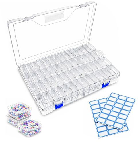 45 Stück Kleine Aufbewahrungsboxen, 5.5x5.5x2cm Sortierboxen für Kleinteile | Plastic, 1 Große Perlen Aufbewahrungsbox Genügend Haftnotizen Kleine Box für Kleinteile Perlen Schrauben Schmuck