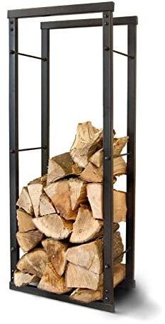 Speedwellstar Firewood Log Rack Store 100x60 cm Storage Large Small Metal Shelf Stand Tall Steel Black Inside & Outside (H 100 x W 60cm)