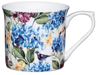 Kitchencraft Fine país Floral 'estriado estampado de flores tazas, 300 ml (Juego de 4), Bone China, Multi/colour, 11,5 x 8,5 x 8 cm