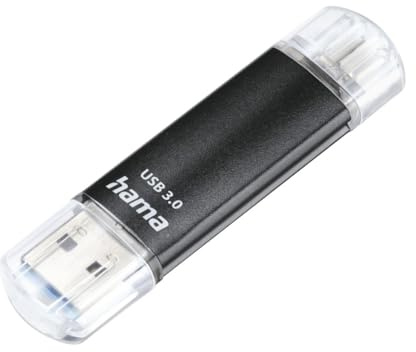 Hama | Pendrive Dual USB-A y Micro USB de 128 GB,Memoria USB 3.2, Negro | Para Móviles Android, Tablets y PC, Transferencia de Fotos y Archivos a 40 MB/s, Almacenamiento Compacto