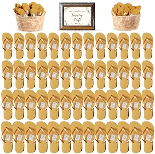 Orca Bulk Flip Flops For Wedding Guests (GOLD) | 52 Pack Wholesale Wedding Sandals