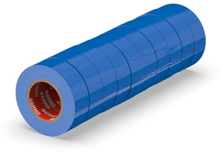 ERKO Isolierband Blau 15mm x 10m PVC Set 10 Stück Leitungen Reparatur | Wasserfest, selbstklebend und flexibel, ideal für Elektriker, Kabelreparatur und Heimwerken
