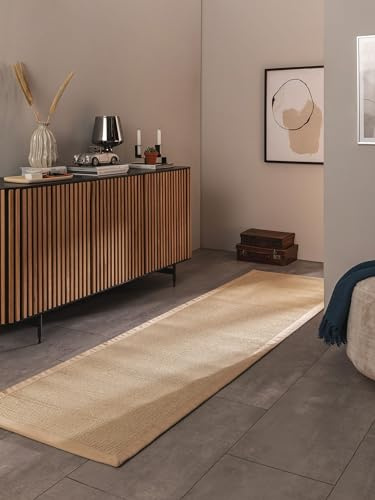 benuta Nest Sisal Naturfaser Teppich Sana - Creme 70x300 cm - Robuster Teppich für Esszimmer & Wohnzimmer - 100% Sisal Naturfaser - Zeitloses Design