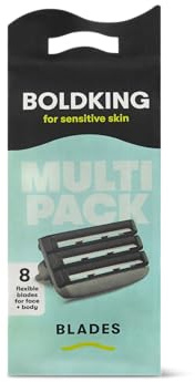 Boldking Rakblad 8-stycken Sensitiv - Multipack av rakblad för känslig hud - Rakblad för män för en noggrann rakning - Recyklad klinga för rakapparater