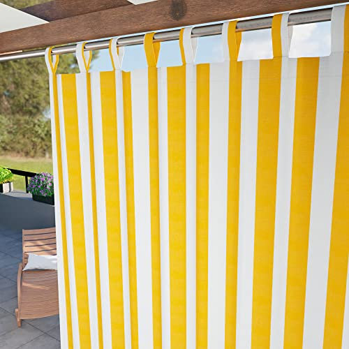 Byour3 - Tende Impermeabili Da Sole Per Esterno Con Passanti In Stoffa A Caduta Antimuffa - Tenda Laterale Gazebo Con Anelli In Tessuto X Terrazzo Balcone Pergola Patio (Rigato Giallo, L.320 x 285H)