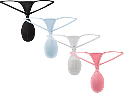 Faringoto Tanga en pour Hommes, Mini-Bikini, sous-vêtements Jockstrap, Taille Basse, String en G, sous-vêtements pour Hommes avec Dos en T, 4 Couleurs., S