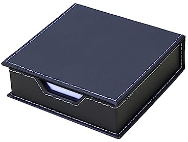 FSSTUD PU Leather Sticky Note Holder Notepad Memo Paper Storage Box Mini Items Dispenser Case Desktop Name Card Holder Organizer with Lid Cover for Office Home Black