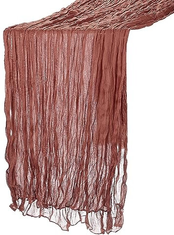 QUARKZMAN 13Ft Tovaglia Tavola Stamigna, 35 x 157 Pollici Rustico Garza Tovaglia Puro Runner per Matrimonio Festa Matrimonio Decorazioni Tavolo, Terracotta