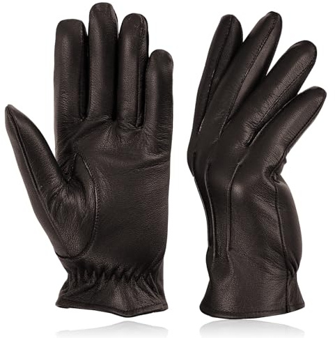 COLOURLINX Genuine Leather Gloves Warm Winter Thermal Unlined Fashion Outdoor Driving Chauffeur Party Casual Vintage Business Gloves (Dark Brown, L)